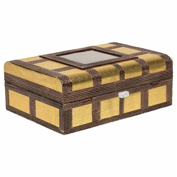 Jewelry box Alexandra House Living Golden Aluminium MDF Wood 20 x 7 x 27 cm