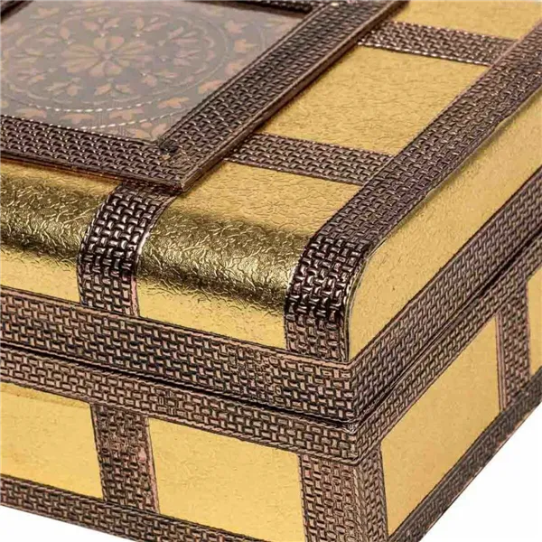 Jewelry box Alexandra House Living Golden Aluminium MDF Wood 20 x 7 x 27 cm