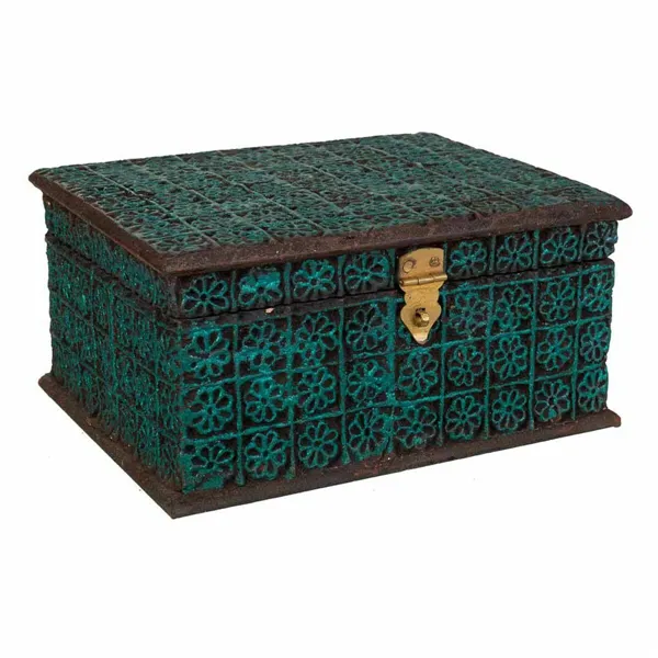 Jewelry box Alexandra House Living Turquoise Paint Mango wood Synthetic resin MDF Wood 19 x 11 x 25 cm