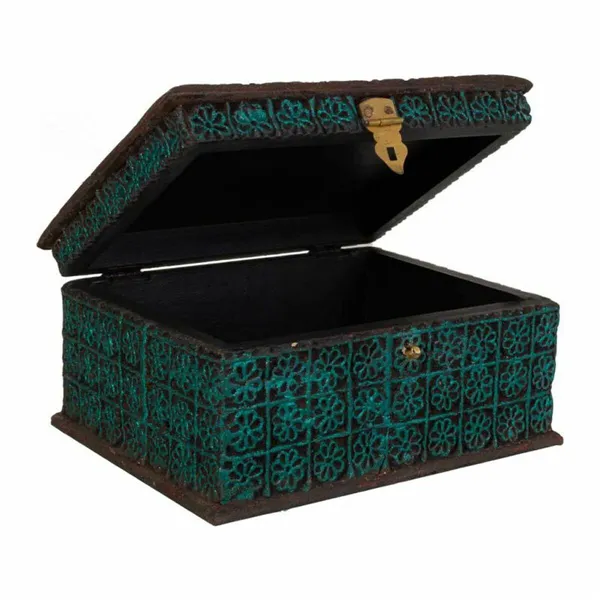 Jewelry box Alexandra House Living Turquoise Paint Mango wood Synthetic resin MDF Wood 19 x 11 x 25 cm