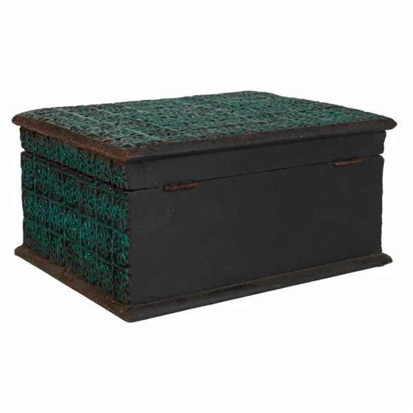 Jewelry box Alexandra House Living Turquoise Paint Mango wood Synthetic resin MDF Wood 19 x 11 x 25 cm