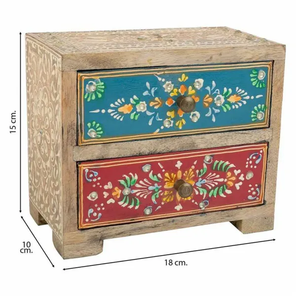 Jewelry box Alexandra House Living Multicolour Natural Mango wood MDF Wood 10 x 15 x 18 cm 2 drawers