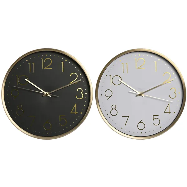 Wall Clock Home ESPRIT White Black Aluminium 30 x 4,3 x 30 cm (2 Units)