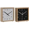 Table clock Home ESPRIT White Black Bamboo 16 x 4,6 x 16 cm (2 Units)