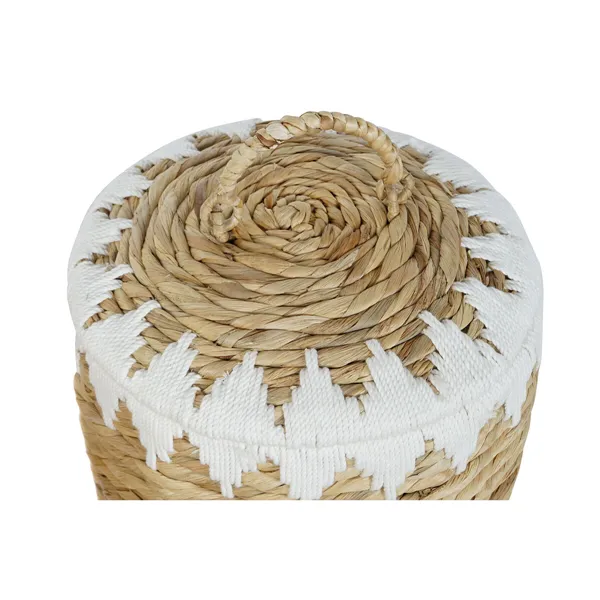 Basket set Home ESPRIT White Natural Natural Fibre Boho 35 x 35 x 37 cm (2 Pieces)