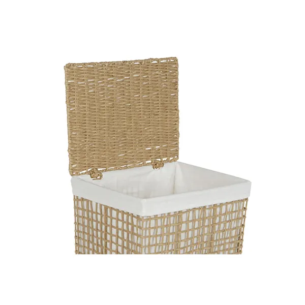 Laundry Basket Home ESPRIT White Natural Metal 44 x 35 x 55 cm