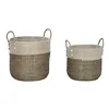 Basket set Home ESPRIT White Black Natural 44 x 44 x 49 cm (2 Pieces)