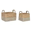 Basket set Home ESPRIT White Natural Light brown PVC Seagrass Rushes 43 x 38 x 36 cm (2 Pieces)