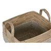 Basket set Home ESPRIT White Natural Light brown PVC Seagrass Rushes 43 x 38 x 36 cm (2 Pieces)