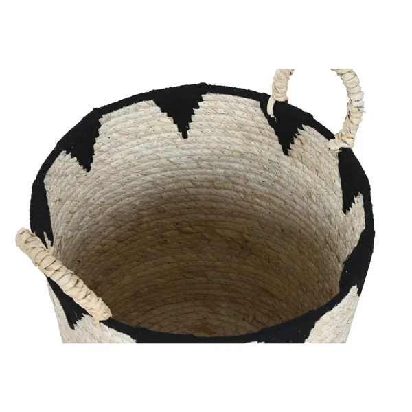 Basket set Home ESPRIT Black Natural Natural Fibre Boho 37 x 37 x 43 cm (3 Pieces)