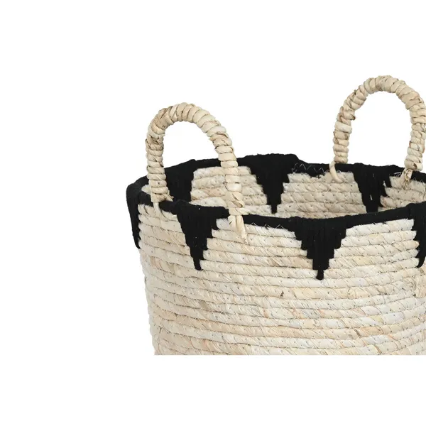 Basket set Home ESPRIT Black Natural Natural Fibre Boho 37 x 37 x 43 cm (3 Pieces)