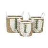 Basket set Home ESPRIT White Green Natural Natural Fibre Tropical 39 x 39 x 47 cm (3 Pieces)