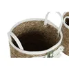 Basket set Home ESPRIT White Green Natural Natural Fibre Tropical 39 x 39 x 47 cm (3 Pieces)