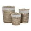 Basket set Home ESPRIT Beige Natural wicker 45 x 45 x 55 cm 3 Pieces