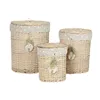 Basket set Home ESPRIT Green Natural wicker 45 x 45 x 55 cm 3 Pieces