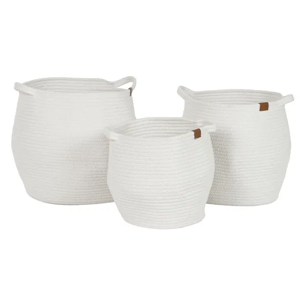 Basket set Home ESPRIT White Modern 34 x 34 x 34 cm (3 Pieces)