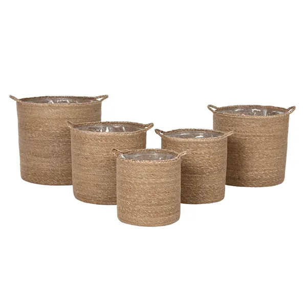 Basket set Home ESPRIT Natural Natural Fibre 37 x 37 x 41 cm (5 Pieces)