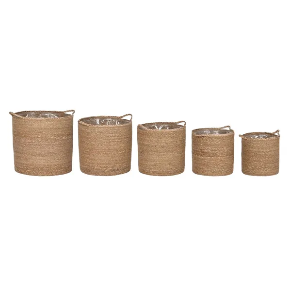 Basket set Home ESPRIT Natural Natural Fibre 37 x 37 x 41 cm (5 Pieces)