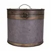 Storage Box with Lid Alexandra House Living Brown Grey PVC Wood Metal 30 x 27 x 30 cm Circular