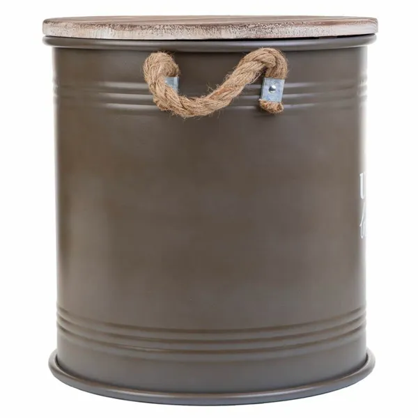 Storage Box with Lid Alexandra House Living Urban Brown Hemp Metal Fir wood 35 x 35 x 37 cm With handles Circular