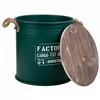 Storage Box with Lid Alexandra House Living Factory Green Hemp Metal Fir wood 35 x 35 x 37 cm With handles Circular