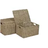 Basket set Home ESPRIT Natural Metal Natural Fibre Tropical 46 x 36 x 26 cm (3 Pieces)