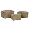 Basket set Home ESPRIT Natural Metal Natural Fibre Tropical 46 x 36 x 26 cm (3 Pieces)