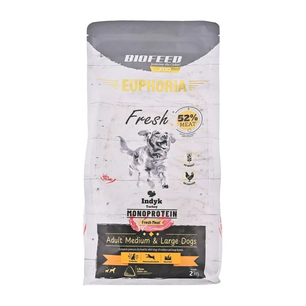 Fodder Biofeed Euphoria Fresh Adult Medium & Large Monoprotein Turkey Turkey 2 Kg Adult 2,3 Kg
