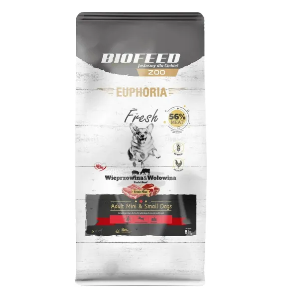 Rehu Biofeed Euphoria Fresh Adult Mini & Small Pork with beef Possu 8 kg Aikuinen