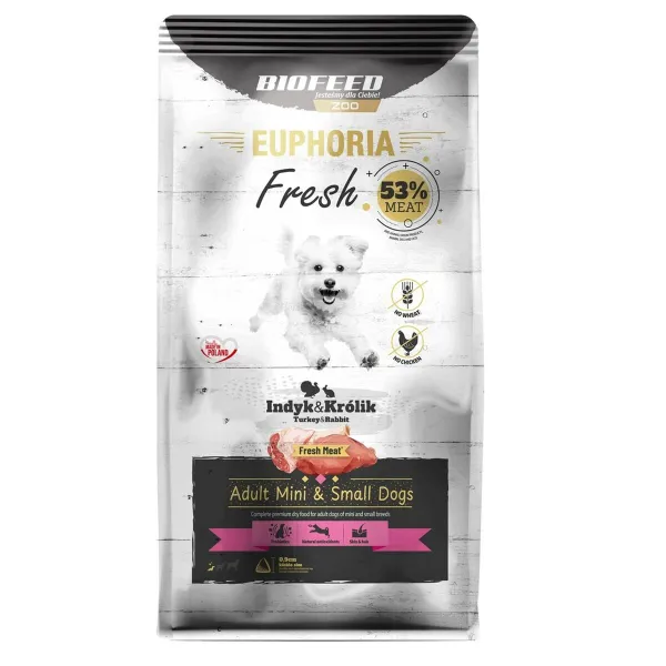 Фураж Biofeed Euphoria Fresh Adult Mini & Small Turkey with rabbit индейка 8 kg Для взрослых