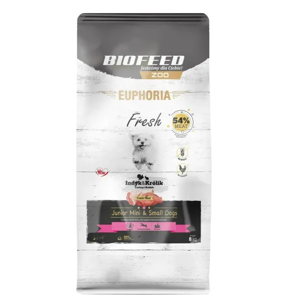 Фураж Biofeed Euphoria Fresh Junior Mini & Small Monoprotein Turkey индейка 8 kg Щенок / Юниор