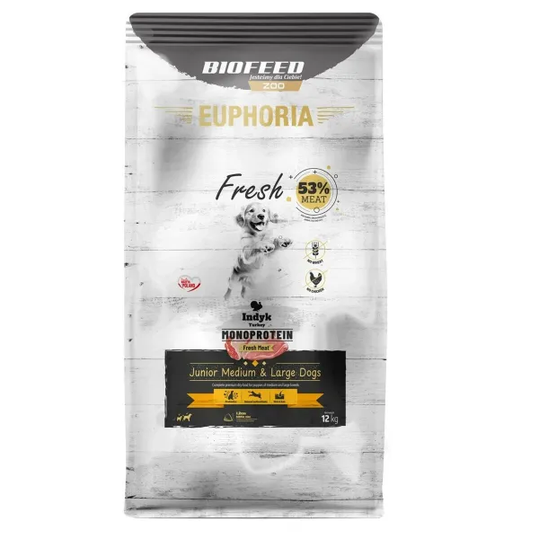 Lopbarība Biofeed Euphoria Fresh Junior Medium & Large Monoprotein Turkey Turcija 12 kg Bērns/Juniors 12,7 KG