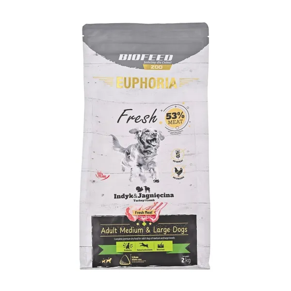 Lopbarība Biofeed Euphoria Fresh Adult Medium & Large Turcija 2 Kg Pieaugušais 2,3 Kg