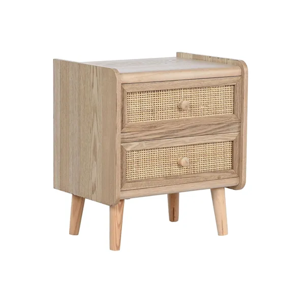 Nightstand Home ESPRIT Natural Rattan Paolownia wood 40 x 30 x 48 cm