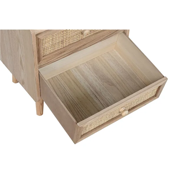 Nightstand Home ESPRIT Natural Rattan Paolownia wood 40 x 30 x 48 cm