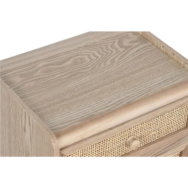 Nightstand Home ESPRIT Natural Rattan Paolownia wood 40 x 30 x 48 cm