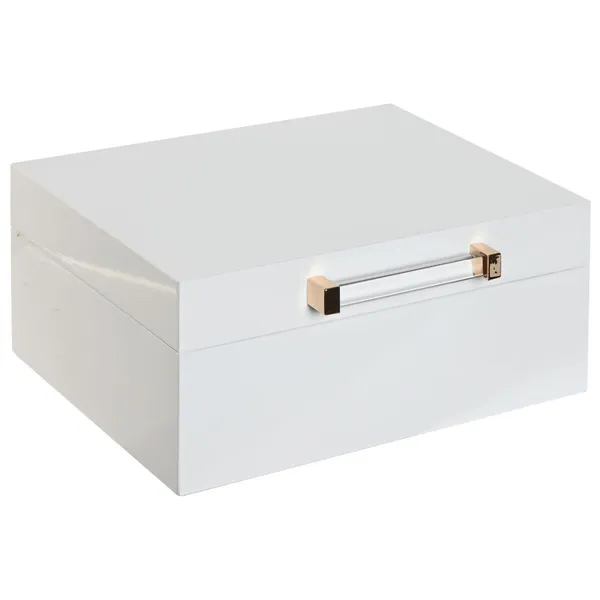 Jewelry box Home ESPRIT White Cream Wood MDF Wood 20 x 15,5 x 9,5 cm