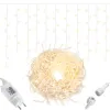 Šviesos užuolaida 200 LED girlianda, šiltai balta, vidaus ir lauko varveklių spalvos
