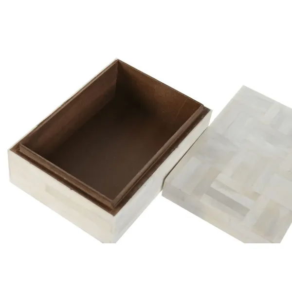 Jewelry box Home ESPRIT Bone Mango wood 18 x 13 x 7,7 cm (2 Pieces)