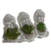 Decorative Plant Home ESPRIT Polyethylene Cement Buddha Oriental 8,5 x 7 x 11 cm (3 Units)