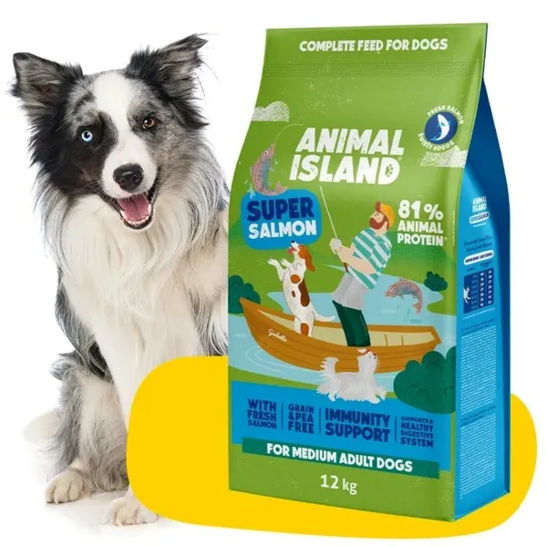 Lopbarība ANIMAL ISLAND Laša krāsas 12 kg