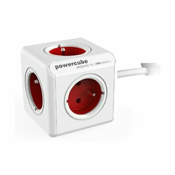 Kontaktdakša ar vairākiem spraudņiem Allocacoc PowerCube Balts Sarkans (1,5 m)