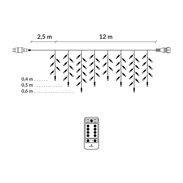 Jouluvalot + kaukosäädin Springos CL0305 300 Led