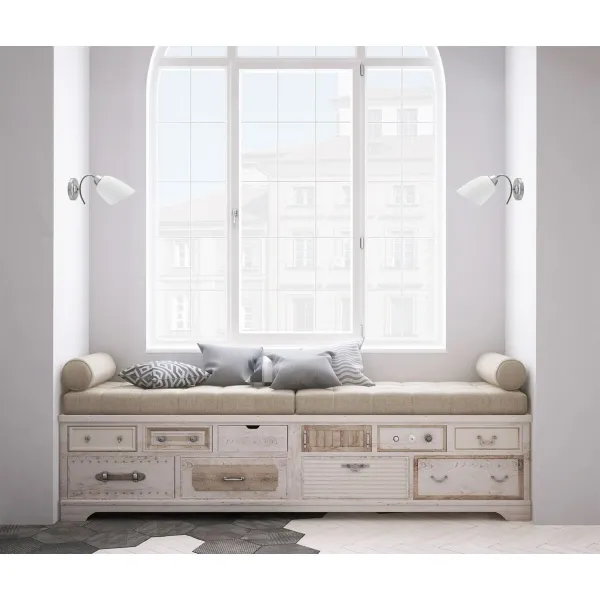 Sieninis apšvietimas Activejet NIKITA 1P Nikiel Balta nikelis Metalinis stiklas 60 W 220-240 V 26 x 12 x 12,5 cm 30 x 12 x 15 cm