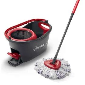 Mop with Bucket Vileda 167751 Juoda Raudona Mikro audinys Plastmasinis