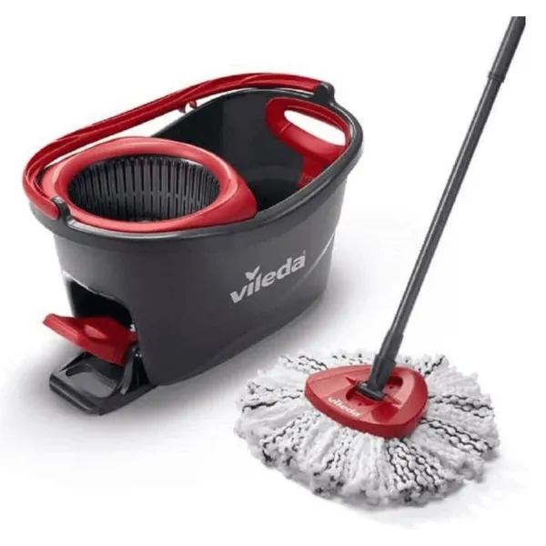 Mop with Bucket Vileda 167751 Melns Sarkans Mikrošķiedra Plastmasa