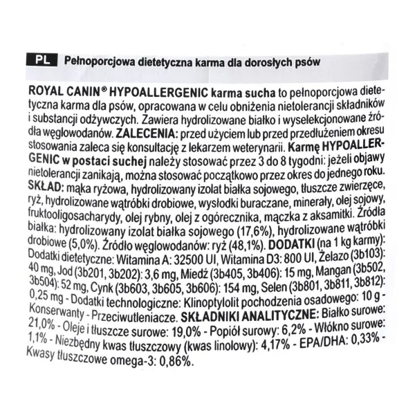 Pašarai Royal Canin Hypoallergenic Suaugęs Paukščiai 2 Kg