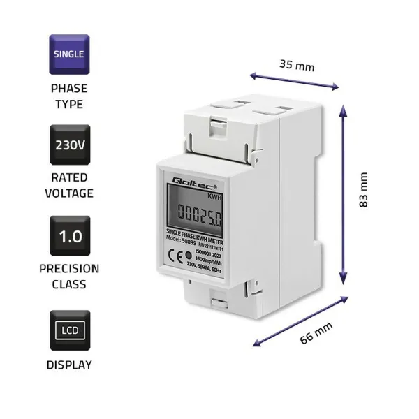 Energijos suvartojimo skaitiklis Qoltec 50899