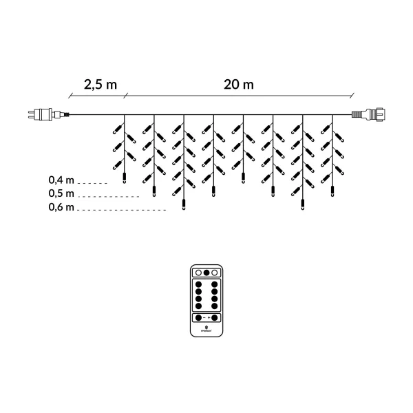 Ziemassvētku lampiņas Springos CL0504 500 Led 20 m