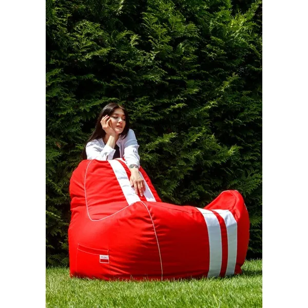 Pufs GO GIFT Balts Sarkans Oxford tejido antidesgarros 140 x 100 x 100 cm 140 x 100 cm